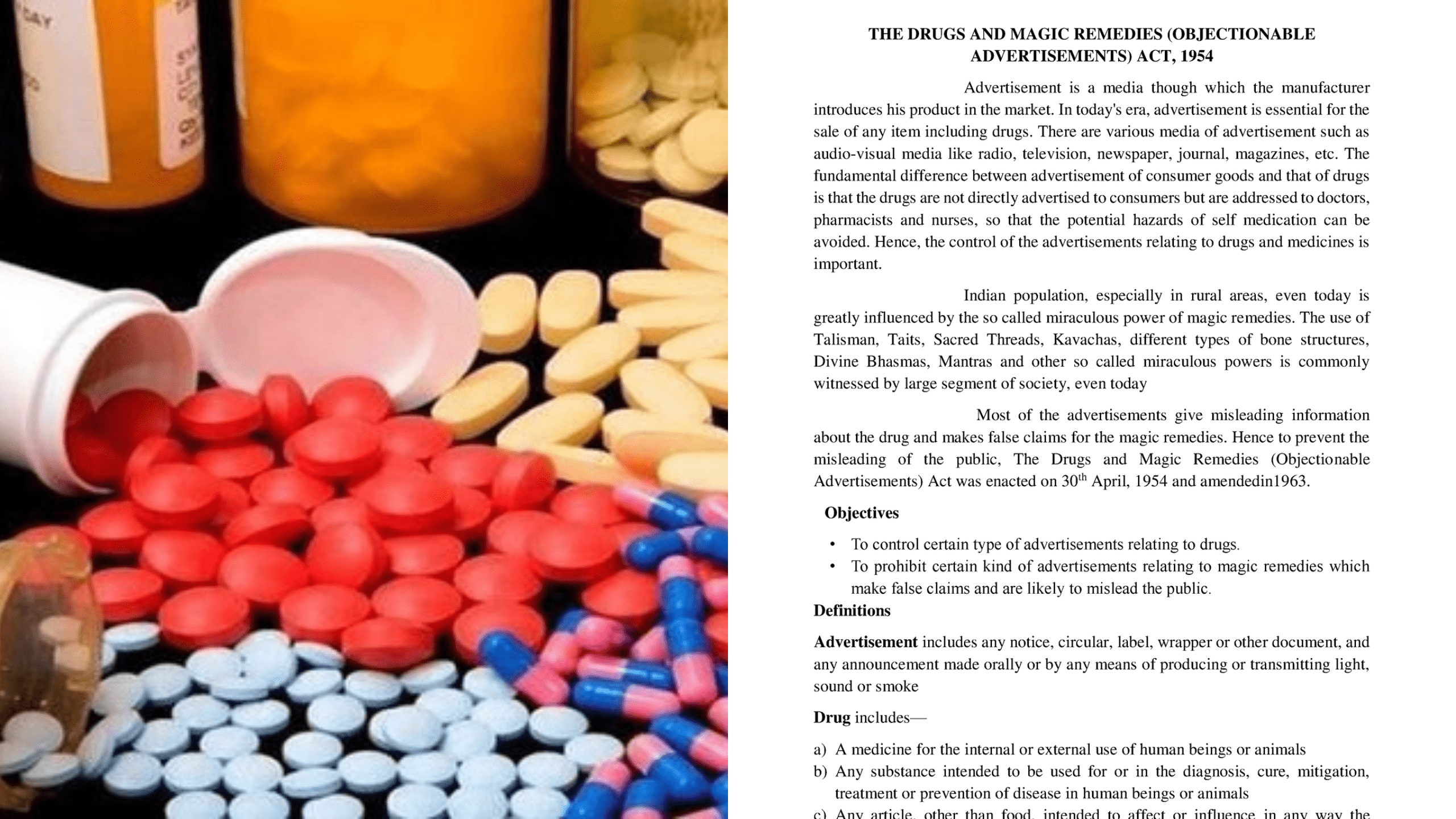 Drugs & Magic Remedies Act